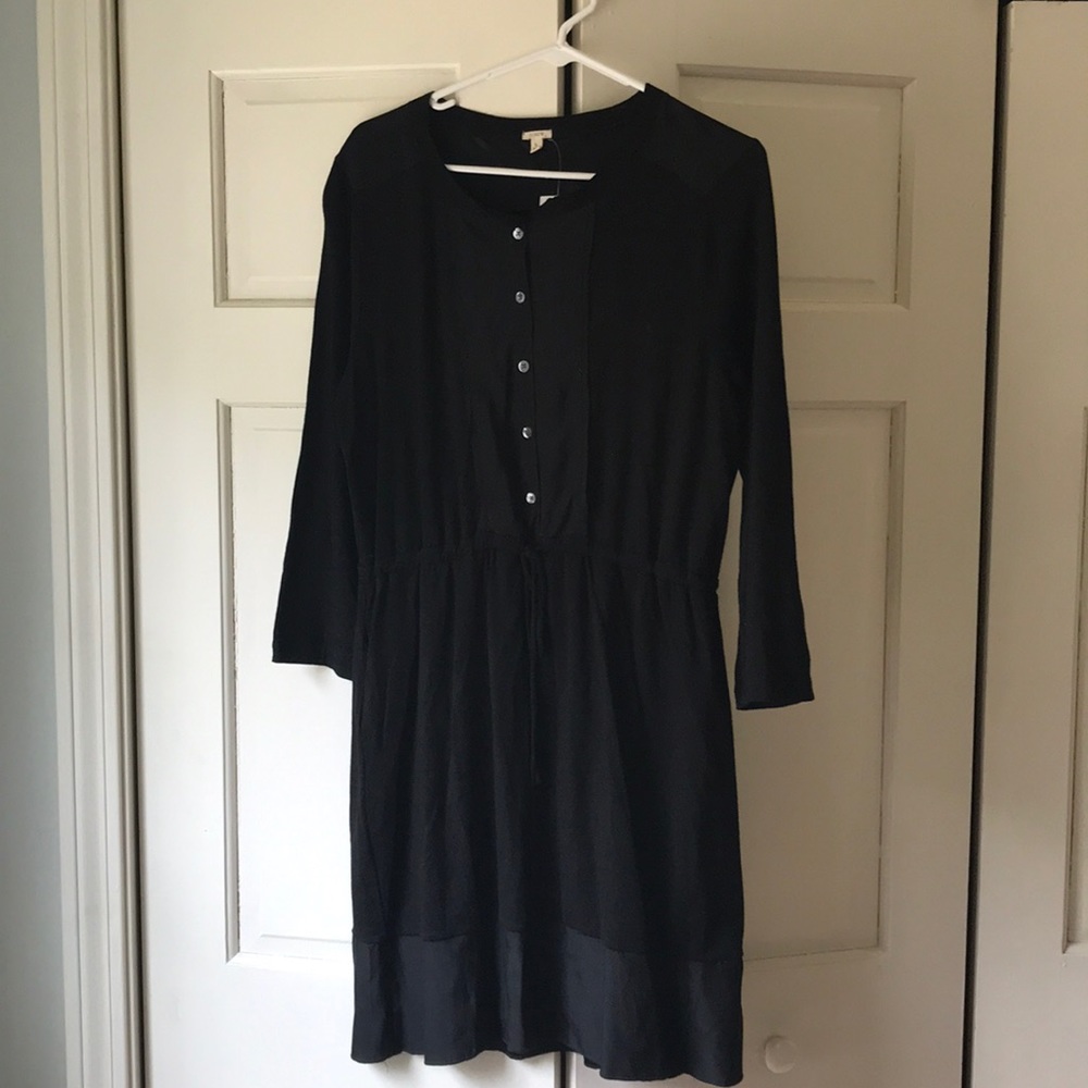 Black silk trim dress- has pockets